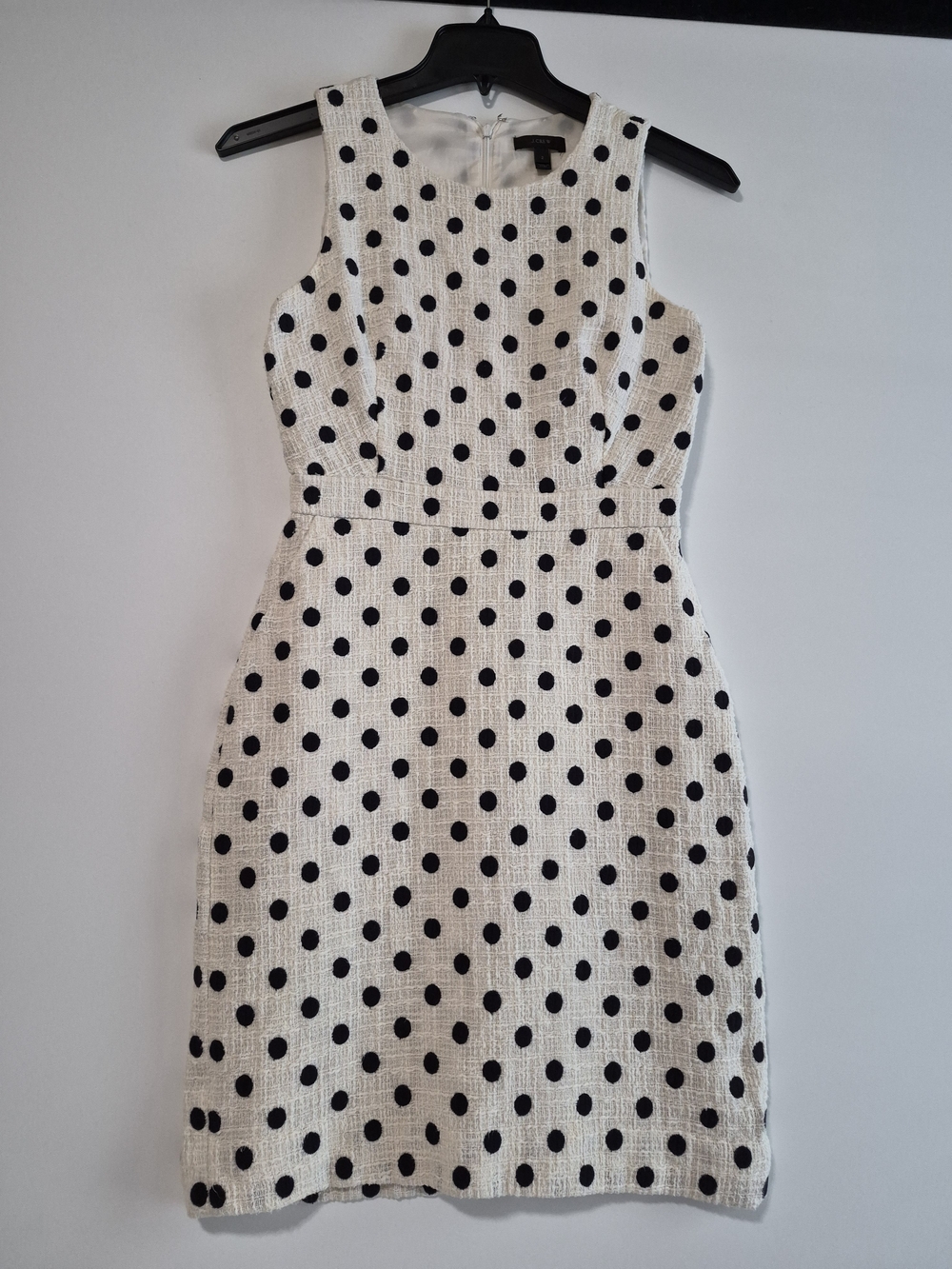 J.Crew White & Black Polka Dot Sleeveless Sheath Dress Size 2